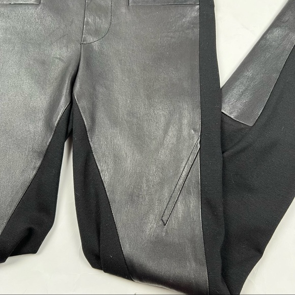OWO Helmut Lang - Black Lambskin Leather & Cotton Combo Pull on Leggings, Size 2 - Picture 7 of 16
